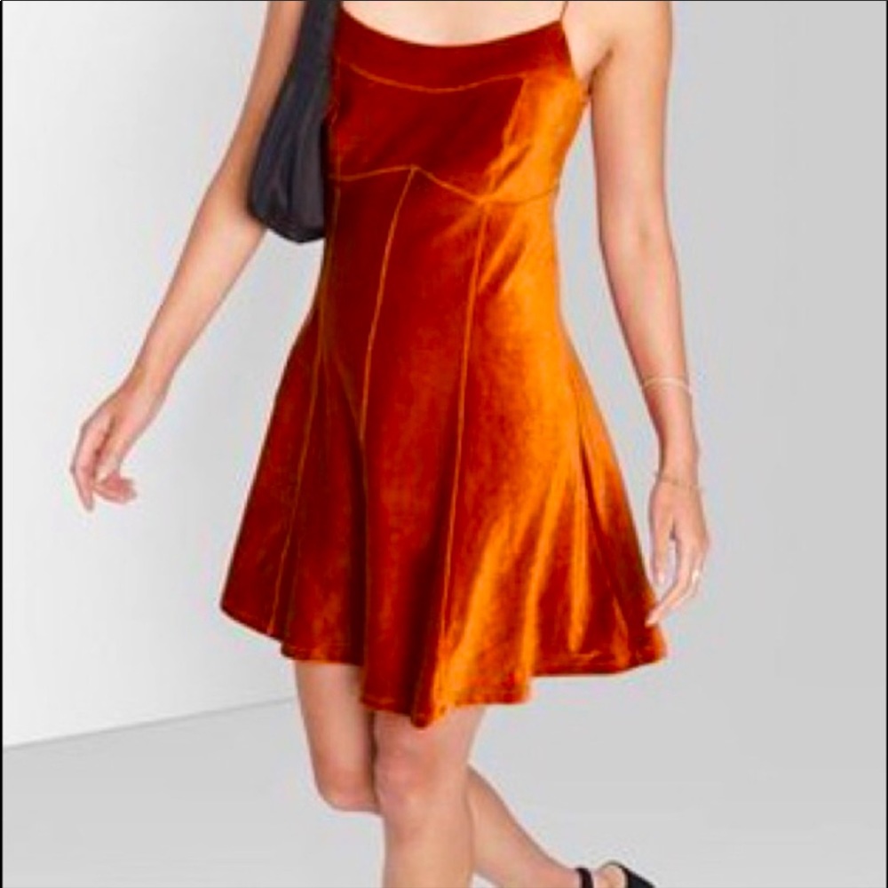 Wild Fable Rust Velvet Skater Dress